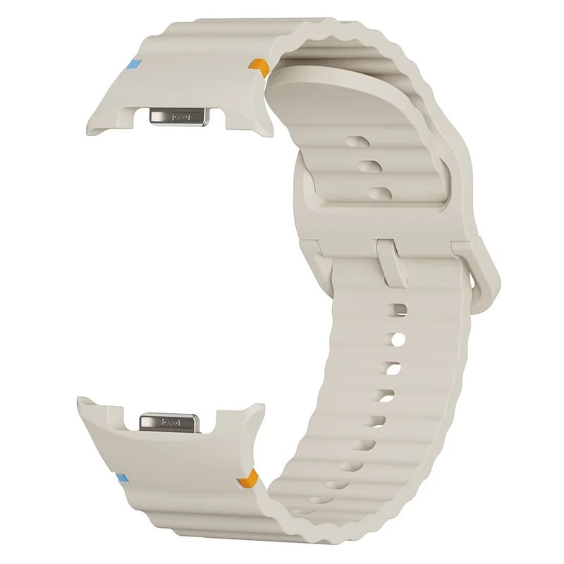 KALEBOL Silicone Watch Band for Samsung Galaxy Watch8 44mm / 40mm / Watch8 Classic 46mm Wave Shape Wrist Strap - Beige - 1