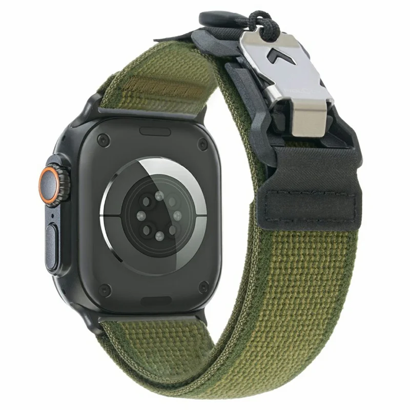 LEMONDA Watch Band For Apple Watch Ultra 3 2 1 49mm / Series 11 10 46mm / 9 8 7 45mm / SE3 SE2 SE 6 5 4 44mm / 3 2 1 42mm Nylon Strap with FIDLOCK Magnetic Buckle - Green - 1