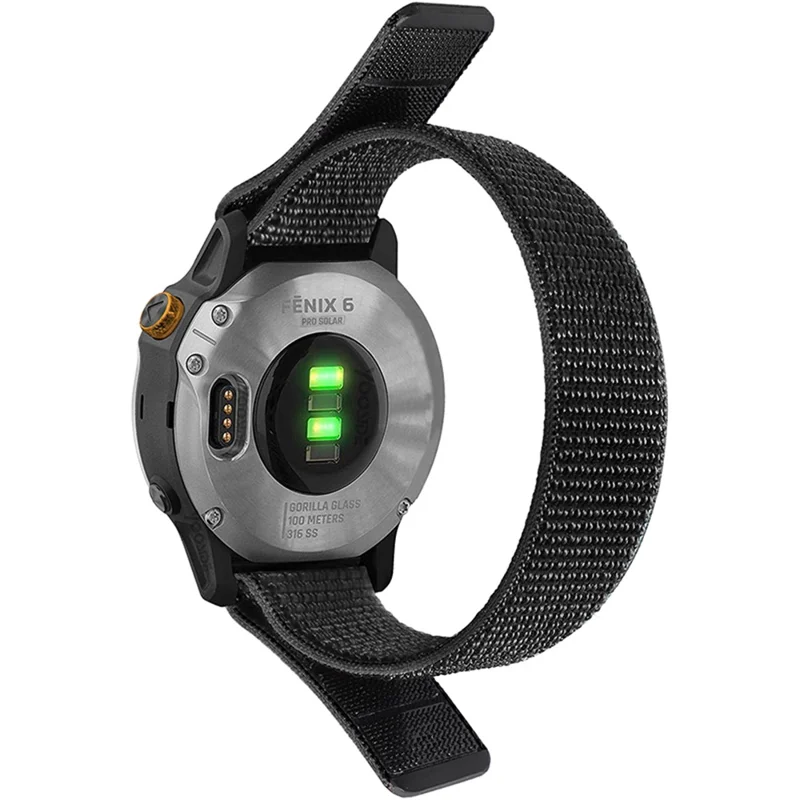 For Garmin Fenix 6S Breathable Nylon Watch Strap 20mm Adjustable Wrist Band Replacement - Black - 1