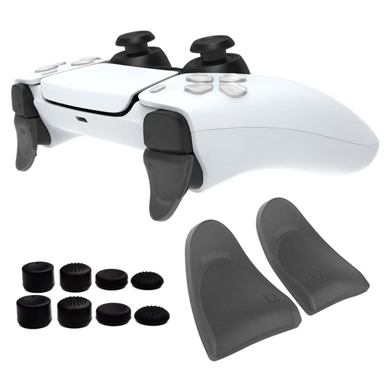 DATA FROG Extended Trigger Button for Sony PS5 L2 / R2 Trigger Extender + Key Cap - Transparent Black - 1