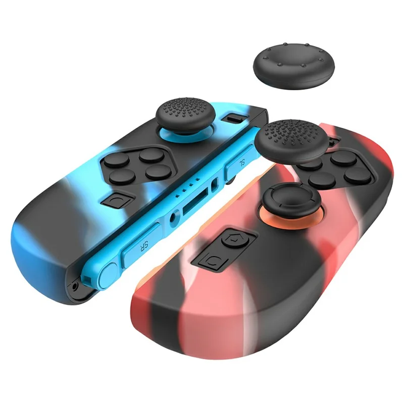 IPEGA PG-SW2083 1 Pair For Nintendo Switch 2 Joy-Pad Controller Silicone Case with 4Pcs Joystick Caps - Black Blue / Black Red - 1