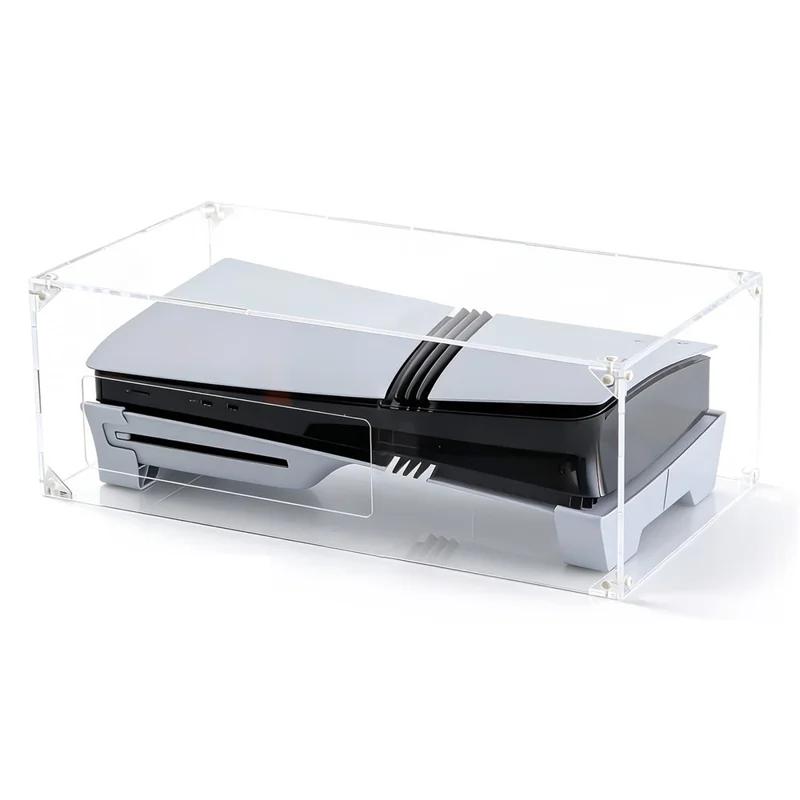 13020032 For PS5 Pro / PS5 Slim Acrylic Dust Cover Transparent Horizontal Stand Protective Case with Ventilation Ports - 1