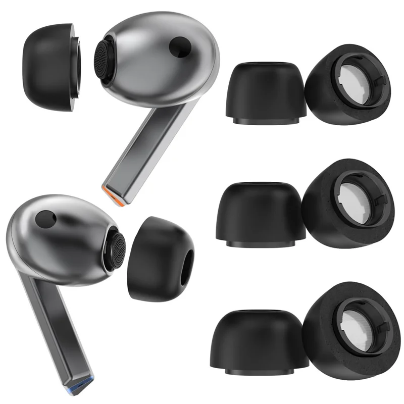 AHASTYLE WG168 3 Pairs For Samsung Galaxy Buds3 Pro Silicone Ear Tips Bluetooth-Compatible Earbuds Caps, Size: S + M + L - Black - 1