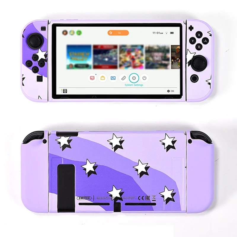 DATA FROG For Nintendo Switch Stylish Printed Protective Case Game Console Anti-Drop TPU Shell - Star - 1
