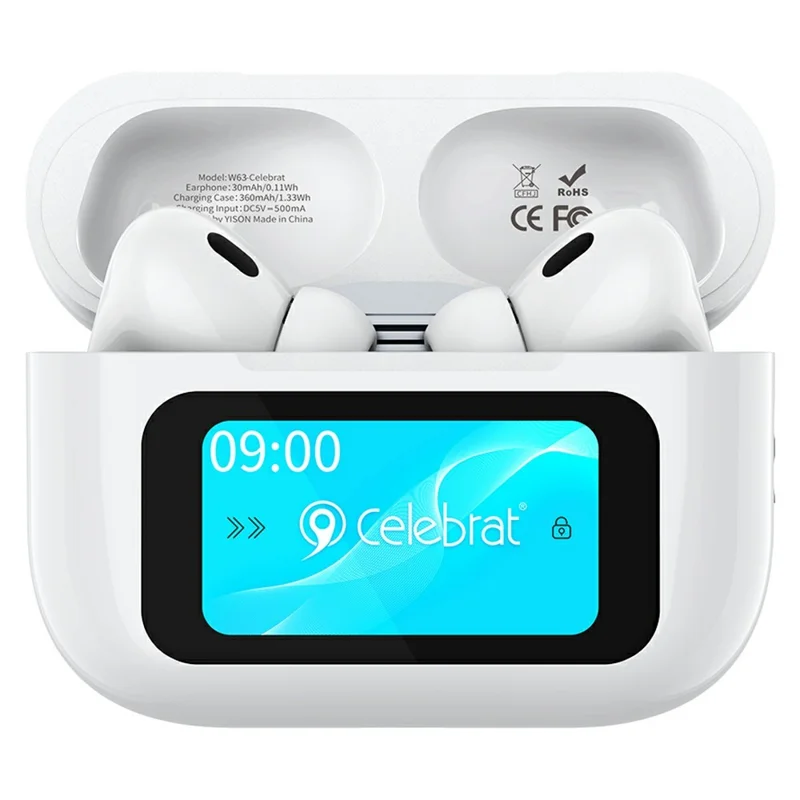 CELEBRAT W63 TWS Bluetooth-compatible Earphones Touch Screen Charging Case ANC Wireless Music Headset - 1