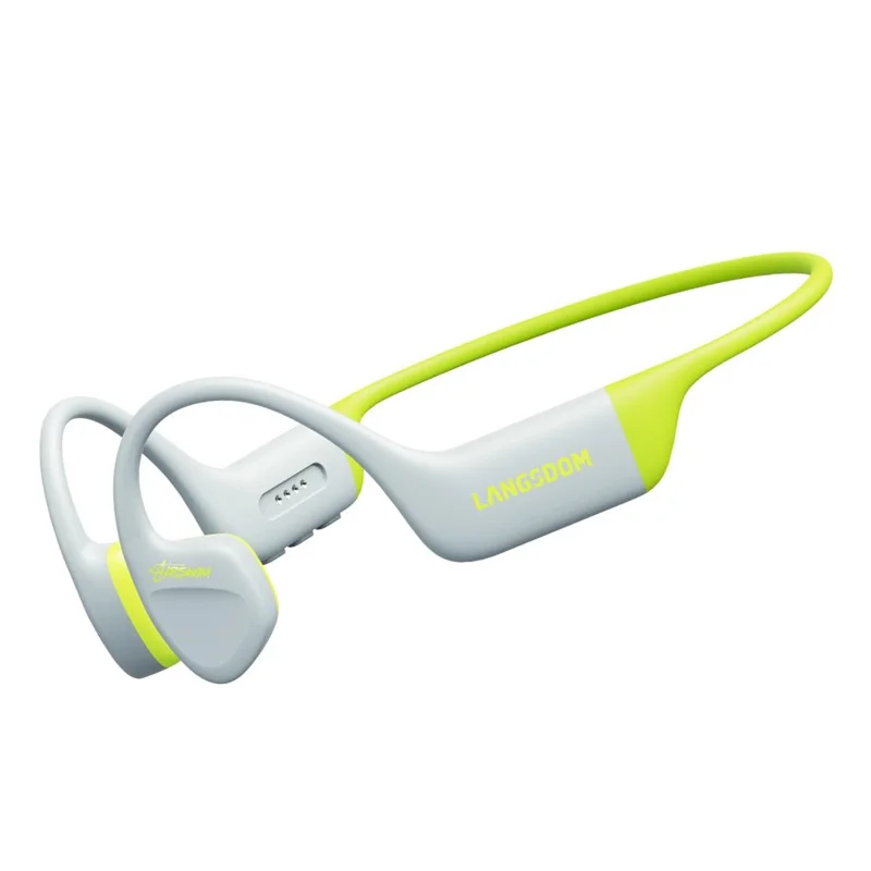 LANGSDOM BE15 Bone Conduction Bluetooth-Compatible Open Ear Headphones Built In 32G Storage - Grey+Green - 1