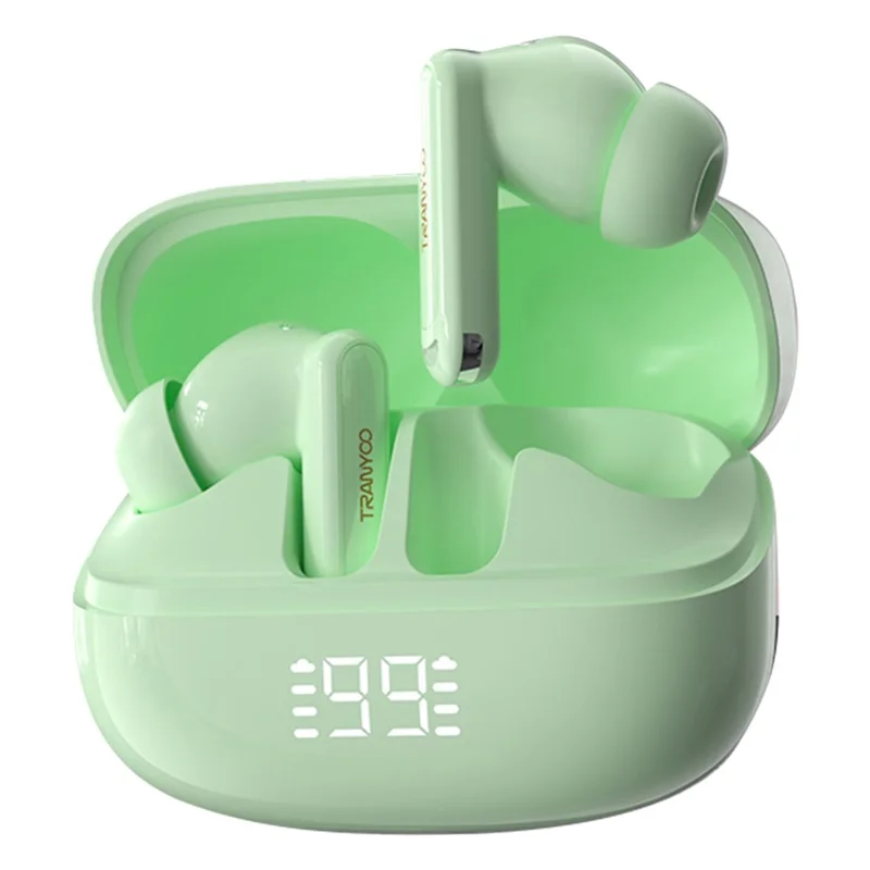TRANYOO T-M6 Bluetooth-Compatible Earbuds ANC ENC 2.0 Noise Cancelling In Ear Music Headset - Green - 1