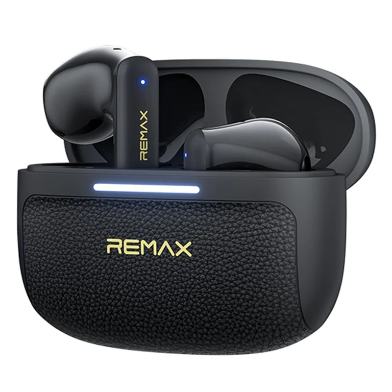 REMAX TWS-35 Bluetooth-compatible Semi-In-Ear Earbuds ANC ENC 6-Mic Hybrid Noise Cancelling Wireless Earphones for Call Music - Black - 1