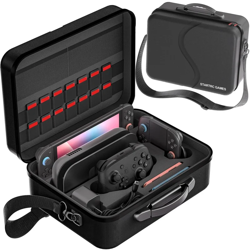 STARTRC GAMES For Nintendo Switch 2 Storage Case Multi-Functional Travel Carrying Bag with Shoulder Strap - Black - 1