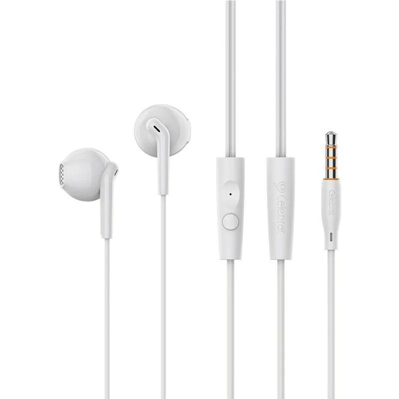 CELEBRAT G34 3.5mm Wired Earphone Wire Control Stereo Music Calls Headset - White - 1