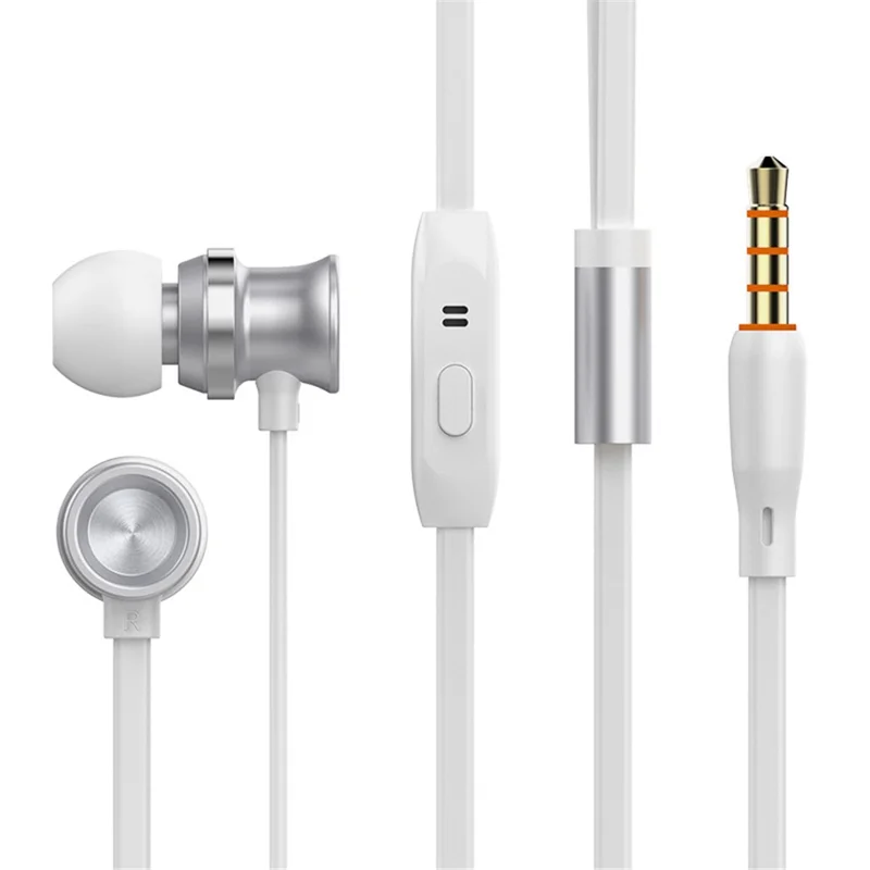 CELEBRAT D7 Built-In Mic Metal Earphone Earbud 3.5mm Wired Control Headphone - White - 1