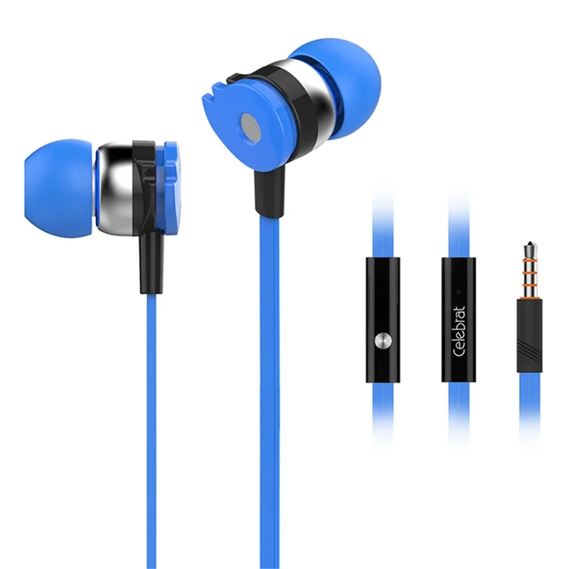 CELEBRAT D1 Stereo Sound 3.5mm Wired Earphones for PC / Mobile Phone / MP3 - Blue - 1