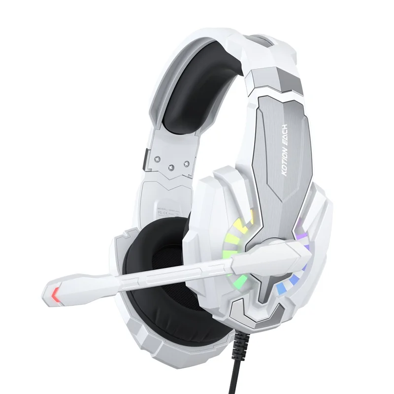 KOTION EACH G9000 Plus Gaming Headset Wired Computer RGB Lighting Over-Ear Headphone with Microphone - White - 1