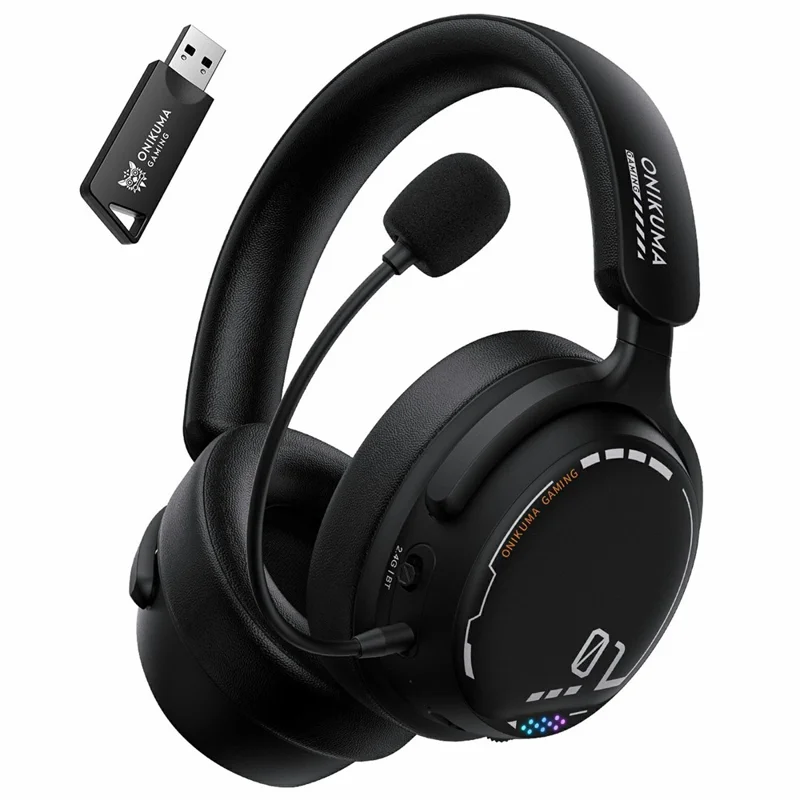 ONIKUMA GT886 Gaming Headset 2.4G Wireless Bluetooth-compatible Wired 3 Modes PC Headphone with Detachable Microphone - Black - 1