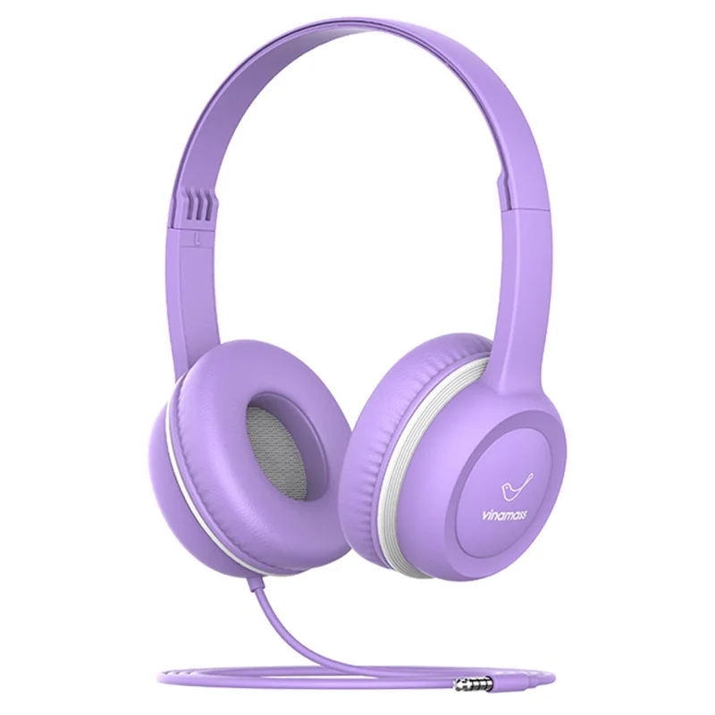 VINAMASS A63 Wired Kids Headphone Retractable Headband HiFi Music 85db Children Headset - Purple - 1
