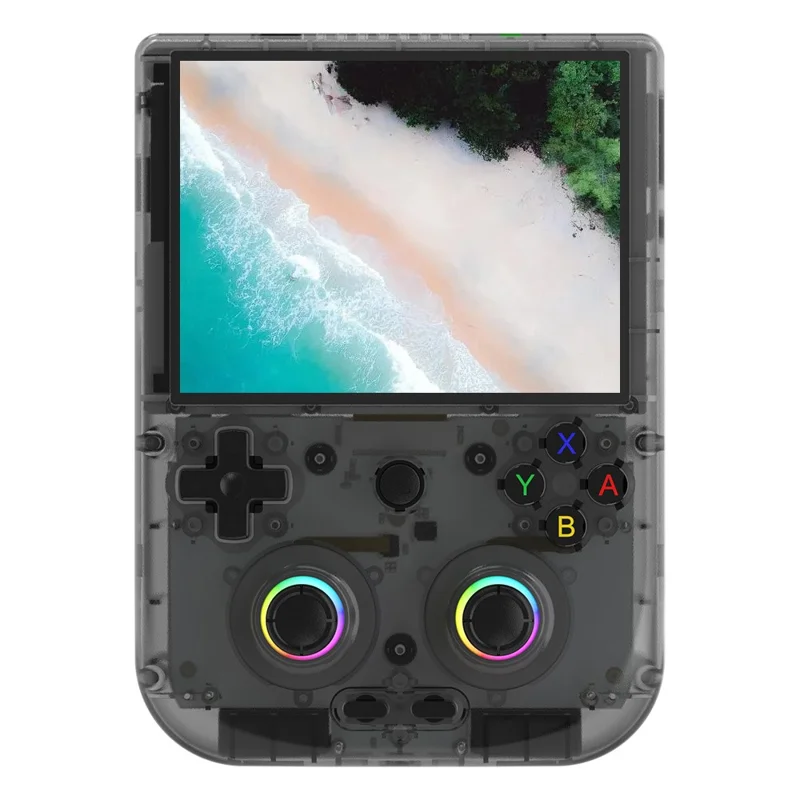 ANBERNIC RG406V Handheld Game Console 4 inch 960*720P IPS Touch Screen 128G Android 13 Game Console with 256G Card - Transparent Black - 1
