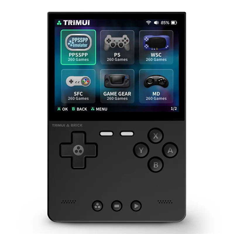 TRIMUI BRICK 64G Handheld Game Console 3.2 inch IPS Screen Open Source Arcade Retro Game Device - Black - 1
