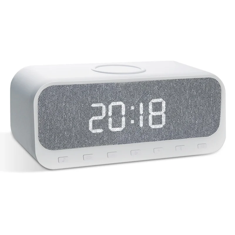 CYBORIS Bluetooth-compatible Speaker 15W Wireless Charger with LED Clock Alarm Function FM Radio Subwoofer - 1
