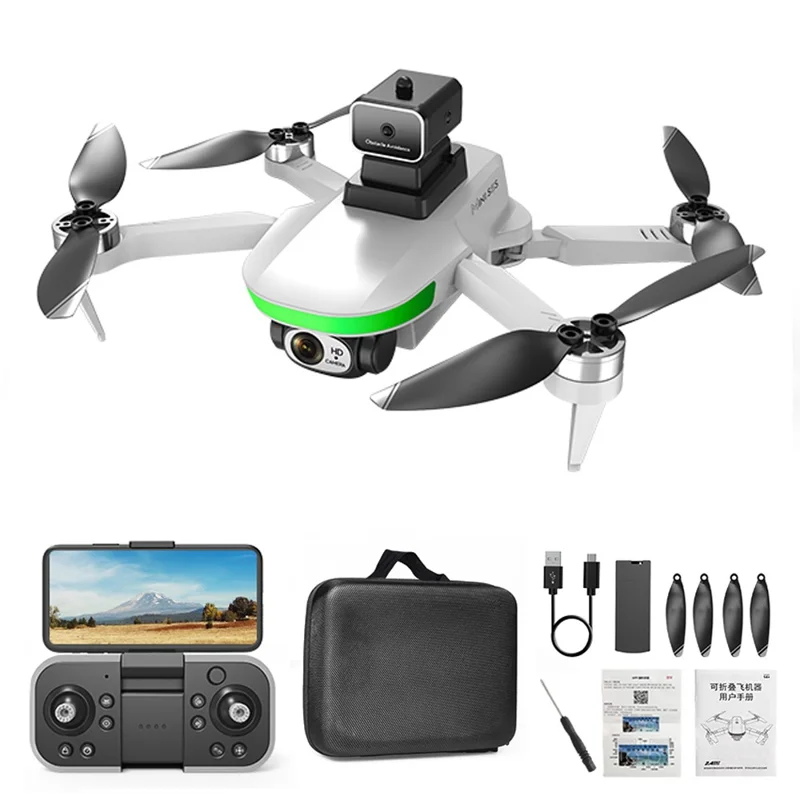 LSRC S5S Mini Drone 4K (480P) Dual HD Camera Obstacle Avoidance Brushless Folding Quadcopter RC Plane - White - 1
