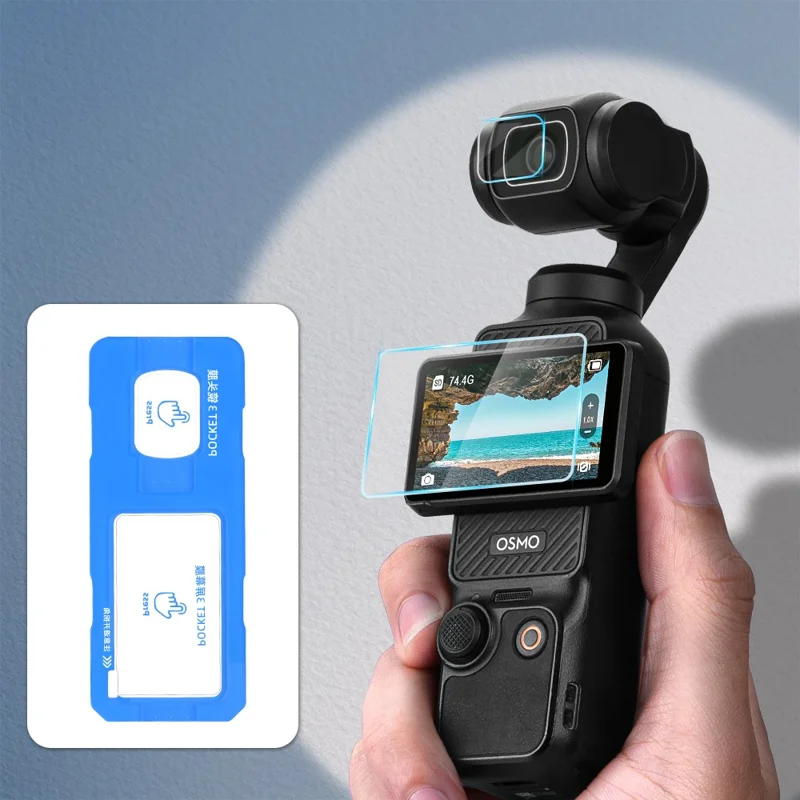 BRDRC For DJI Osmo Pocket 3 Screen Protector Kit Lens + Display Integrated Tempered Glass Film - 1