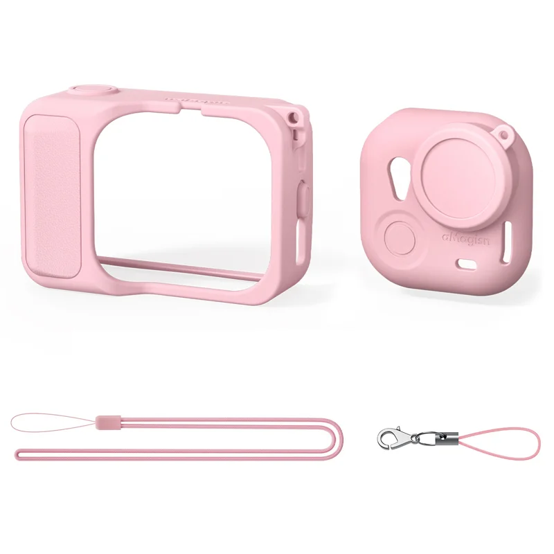 AMAGISN Silicone Case For Insta360 GO Ultra Protective Cover with Hand Strap/Camera Lens Protective Cover - Pink - 1