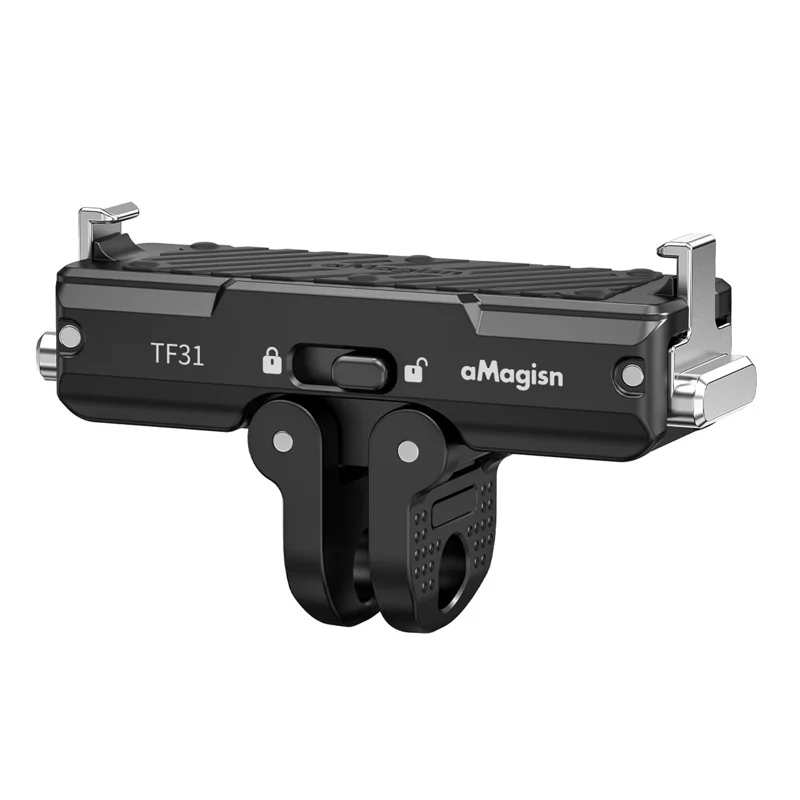 AMAGISN TF31 For Insta360 Go Ultra Metal Magnetic Quick Release Mount 2.0 Adapter One-Click Lock System Camera Accessories - Black - 1