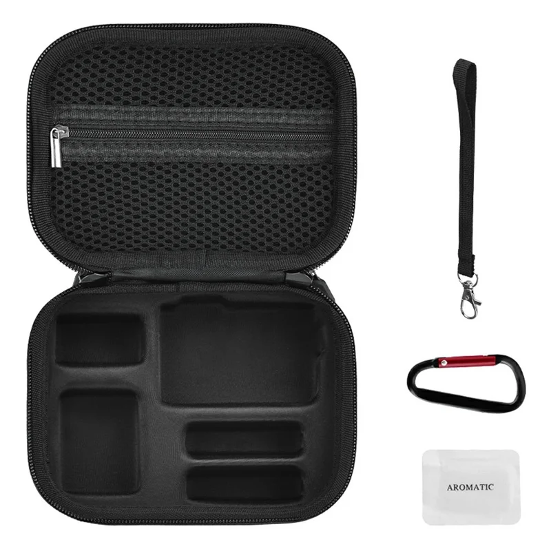 BRDRC Standard Kit Carrying Pouch for DJI Osmo Action 6 / 5 Pro / 4 Hard Shell Case Shockproof Storage Bag with Wrist Strap & Carabiner - Black - 1