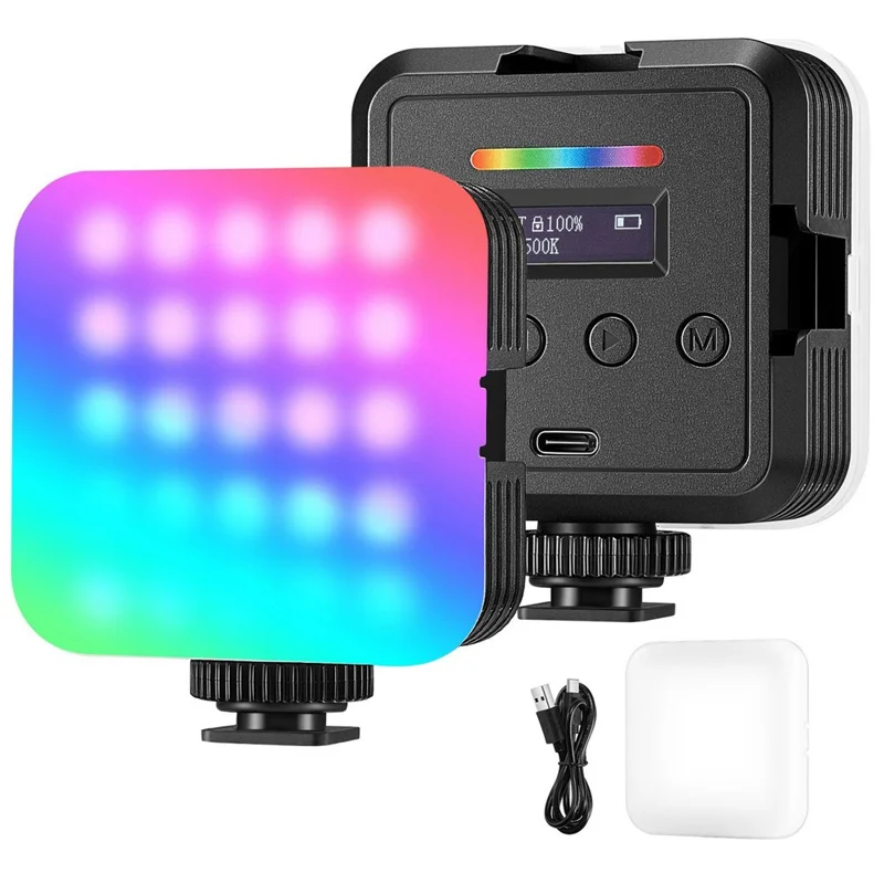 NEEWER RGB61 Magnetic RGB Video Light 360 Degree Full Color LED Camera Light with 3 Cold Shoe Mounts - 1