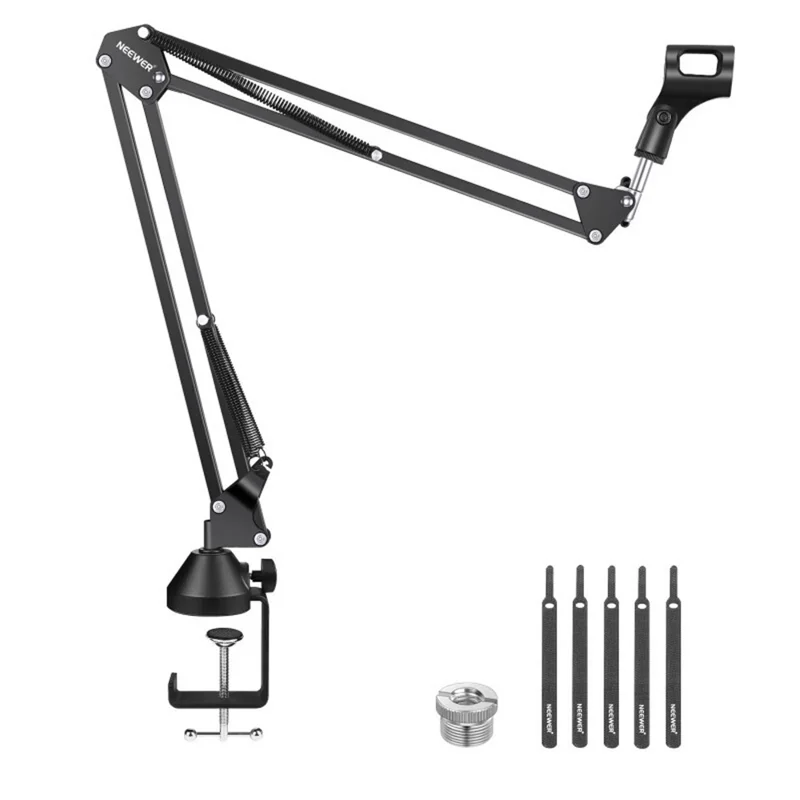NEEWER NW-35 Desktop Clip-on Microphone Stand Adjustable Condenser Mic Holder Steel Folding Bracket - 1