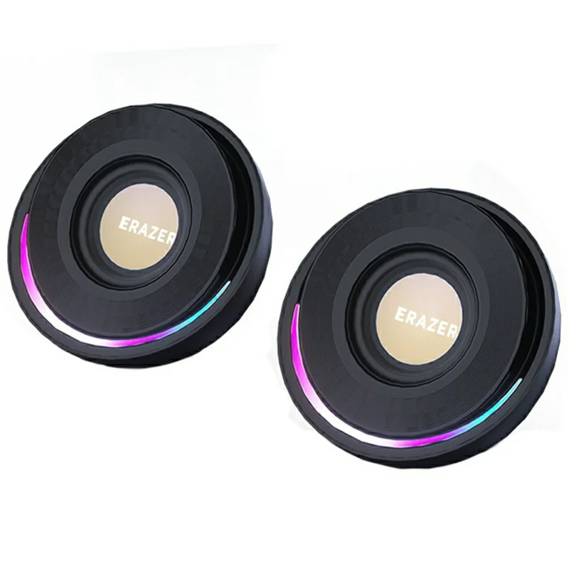 ERAZER A500 1 Pair Desktop 2.0 PC Speakers RGB Bluetooth-compatible USB Wired Computer 10W Audio Speakers (Invested By Lenovo) - Black - 1