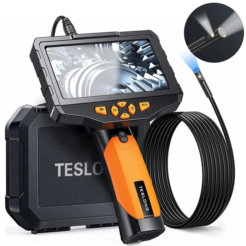 TESLONG NTS300 15m Wire Hand-Held 5.0-inch Screen HD Endoscope 8mm Dual Lens Pipe Inspection Borescope - 1