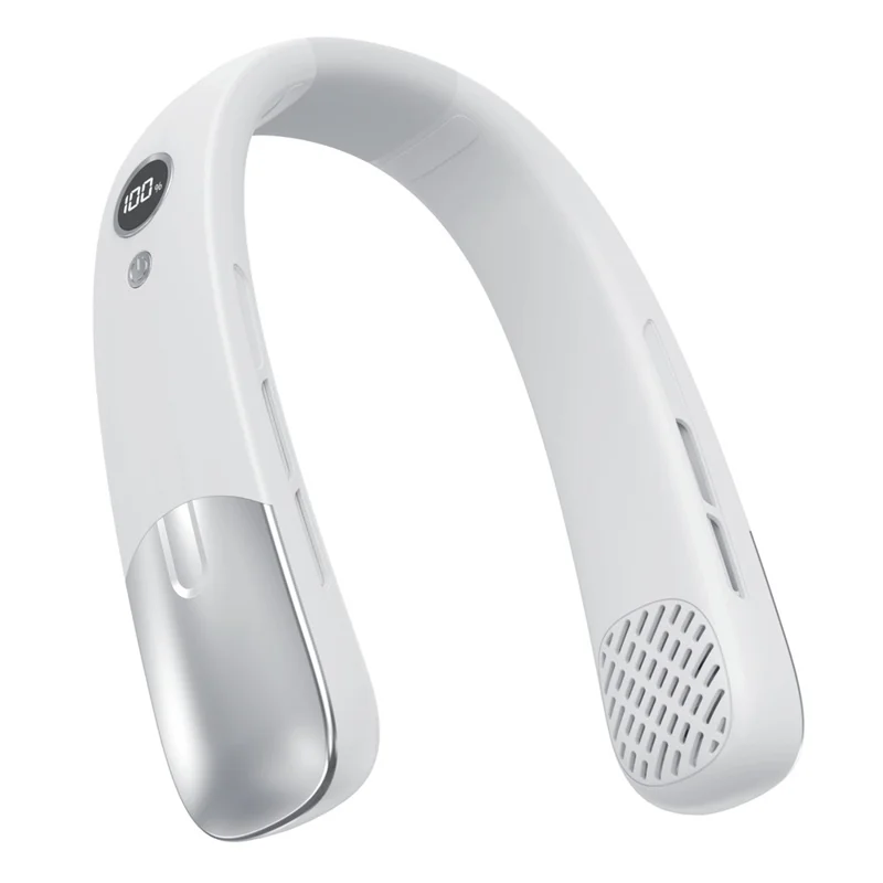 SL625 Bladeless Neck Fan Portable Hanging 100-Speed Stepless Ergonomic Wearing Neckband Fan for Outdoor Travel - White - 1