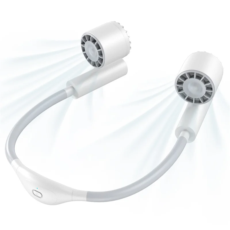 Portable USB Charging Hanging Neck Mini Cooling Fan ABS Summer Mute Turbo Fan Cooler - White - 1