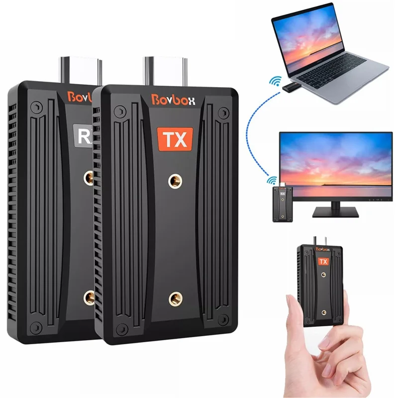 BOVBOX 090 Wireless HD Transmitter and Receiver 656FT / 200m HD Extender Kit Dongle Adapter for Projector - 1