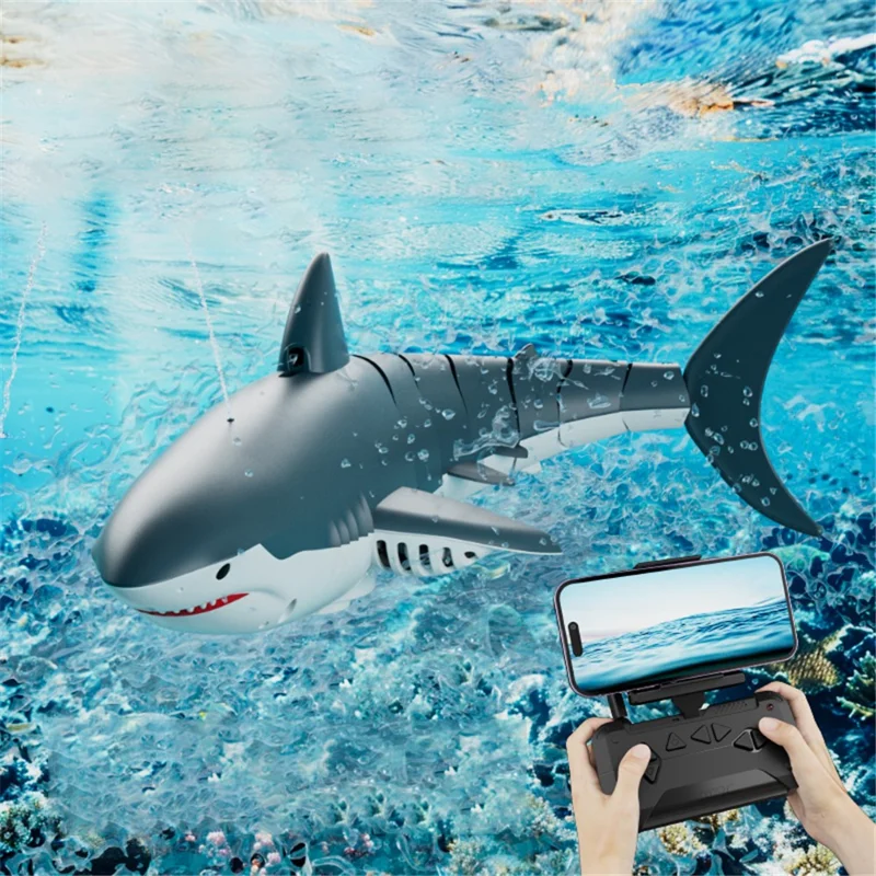4DRC S6 Bionic Remote Control Shark Spray Water Toy with Camera Electric Megalodon RC Toy, 2 Batteries - 1