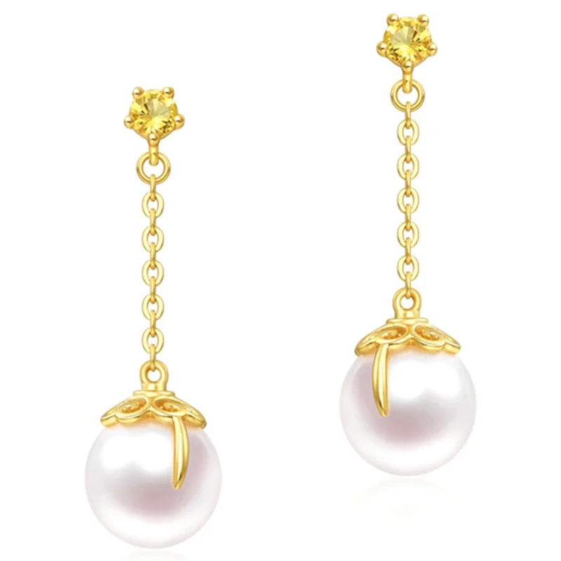 YISIXICI ED13140011 1 Pair Women's Pearl Earrings S925 Silver Dangle Chain Ear Jewelry - 1