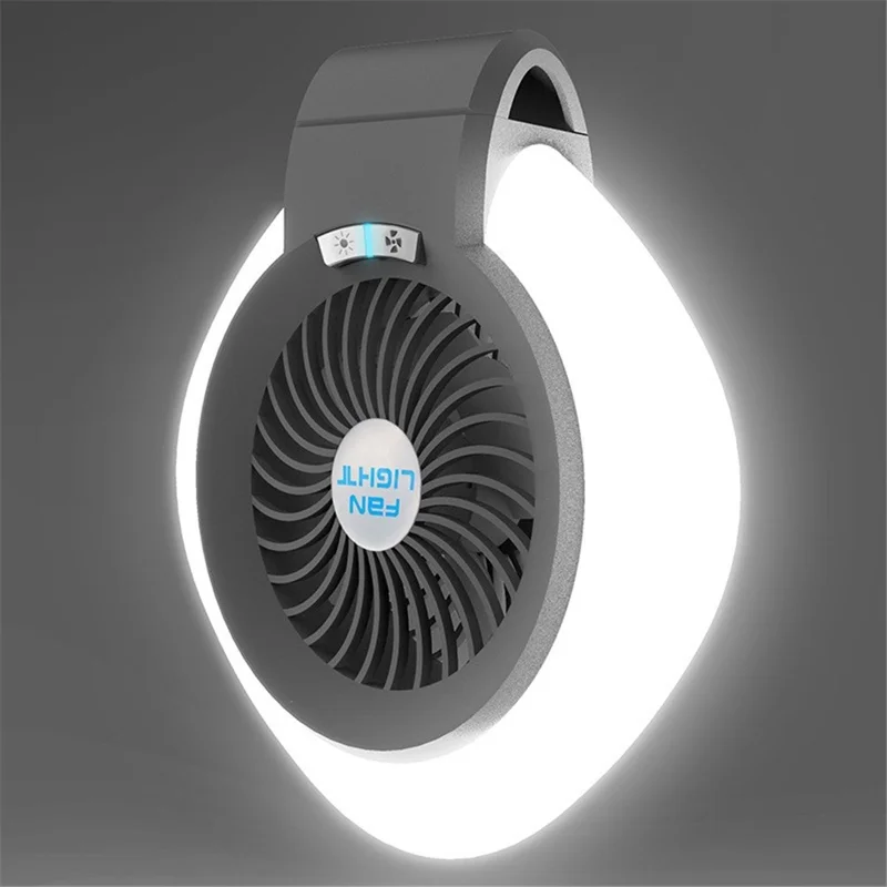 3600mAh Camping Light Clip-On Fan 2-Speed Quiet Personal Fan Standing Night Light Outdoor Lighting - Black - 1