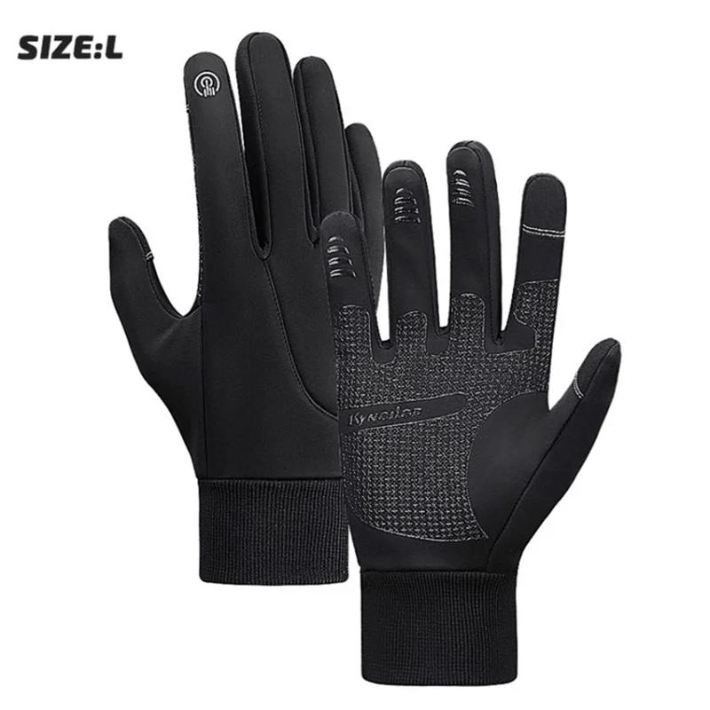 KYNCILOR A0006 Winter Waterproof Thermal Gloves with Touchscreen Fingers Anti-Slip Grip for Runing Cycling - Black / L - 1