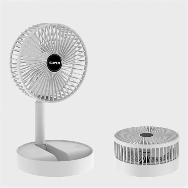 Foldable Desk Fan Low Noise 3 Speed Settings Telescopic Fan for Bedroom Office - White - 1
