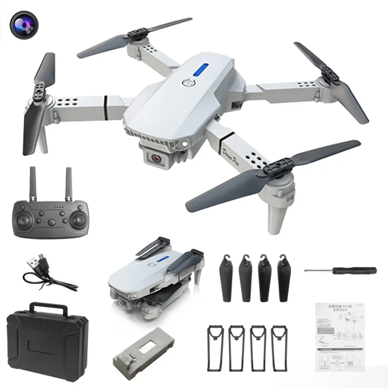 XKJ E88pro Folding Drone 4K HD Single-Camera WiFi Live Video FPV Drones RC Quadcopters - Grey - 1