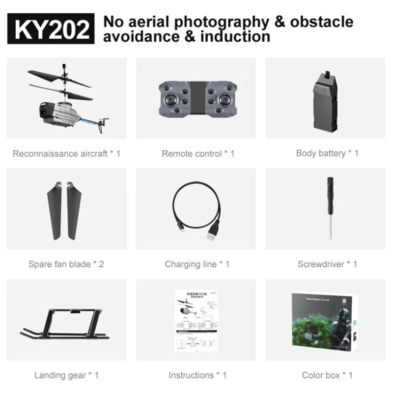 XKJ KY202 RC Helicopter Aerial Photography Remote Control Drone Aircraft Toy for Kids and Adults - No Camera - 1